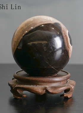 风水天然圆球办公桌开业木化石