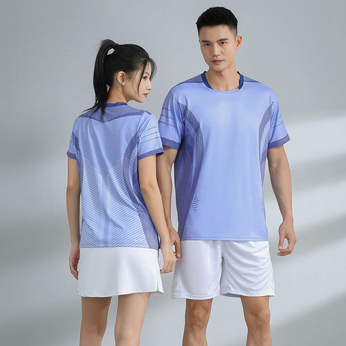 快干羽毛球服运动套装男女夏季速干透气排球衣球裤裙短袖T恤乒乓 - 图1