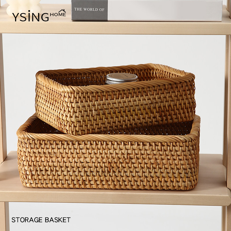 藤编收纳筐手工编织杂物篮子桌面零食超大储物筐化妆品首饰收纳盒,淘宝优惠券,粉丝福利购,淘宝优惠卷