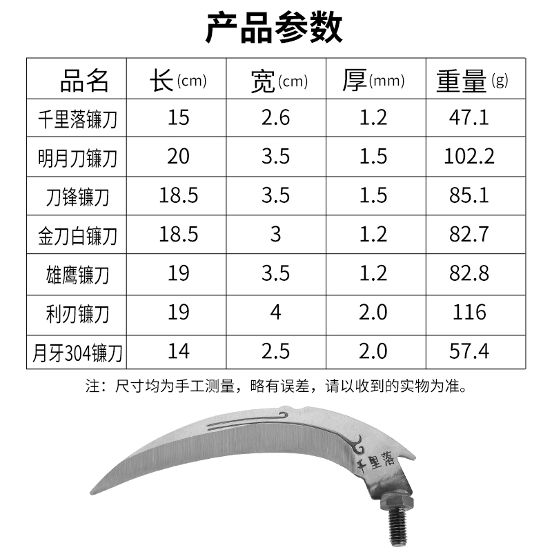 钓鱼水草镰刀野钓水草刀加厚锰钢淬火钓鱼镰刀头钓鱼割草镰刀镰刀 - 图0