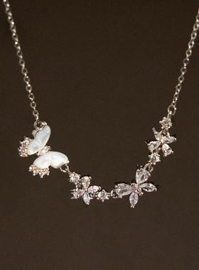 Boonee alus轻奢天然白川贝母蝴蝶项炼简约小众设计气质锆石锁骨