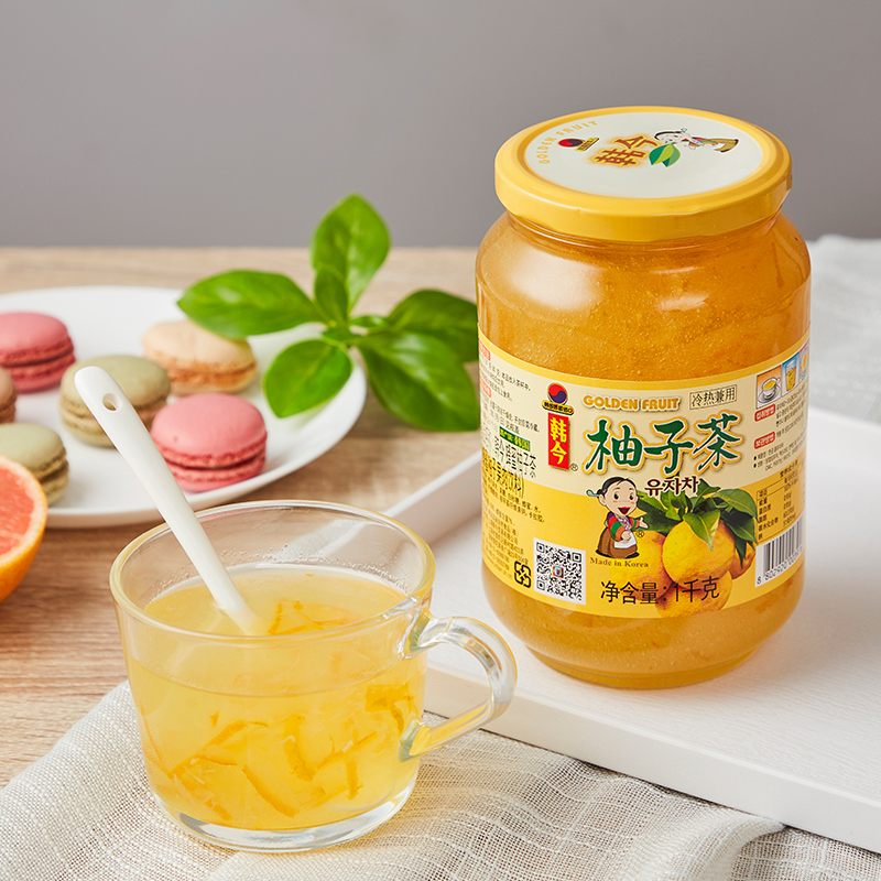 韩今旗舰店韩国原装进口韩今蜂蜜柚子茶1kg大罐装冲调饮品果实茶泡水果茶酱1