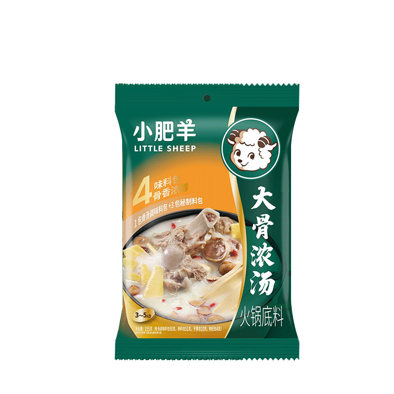 小肥羊分包式火锅底料大骨浓汤155g小包装宿舍家用 - 图0