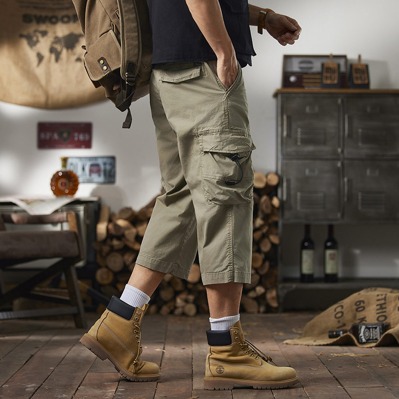 美式复古八分工装裤男夏季薄款宽松潮流直筒休闲七分裤子男款短裤,淘宝优惠券,粉丝福利购,淘宝优惠卷