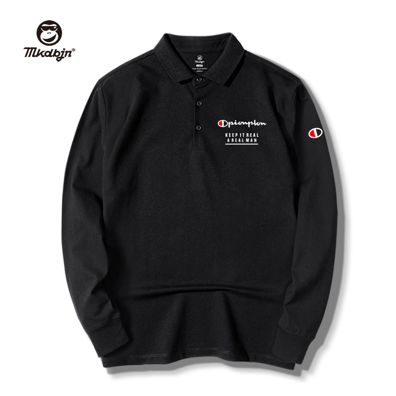 胖子男长袖潮牌时尚宽松秋季polo衫 mkdbjnPolo衫