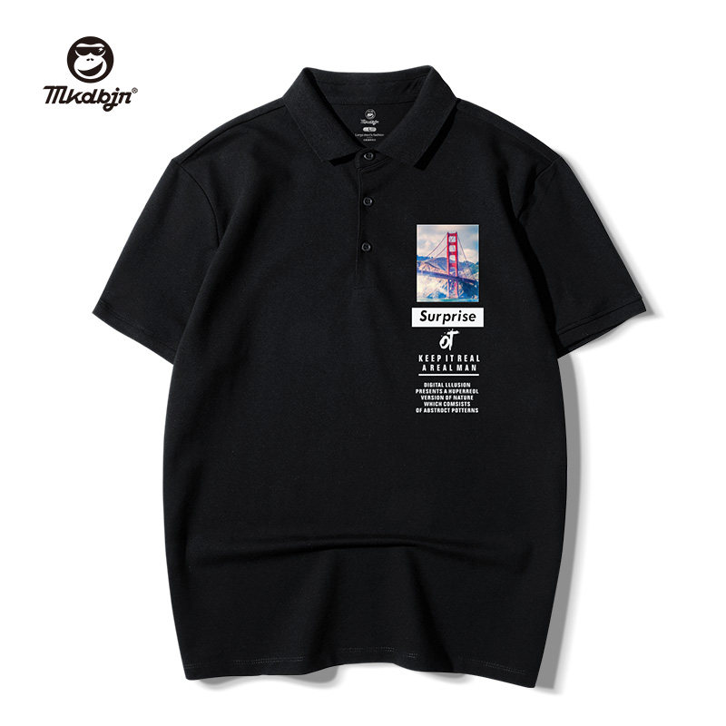 黑色加肥加大码男士翻领胖子polo衫 mkdbjnPolo衫