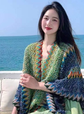 【露露酱NN~】许红豆同款民族风流苏披肩出游拍照外搭披风