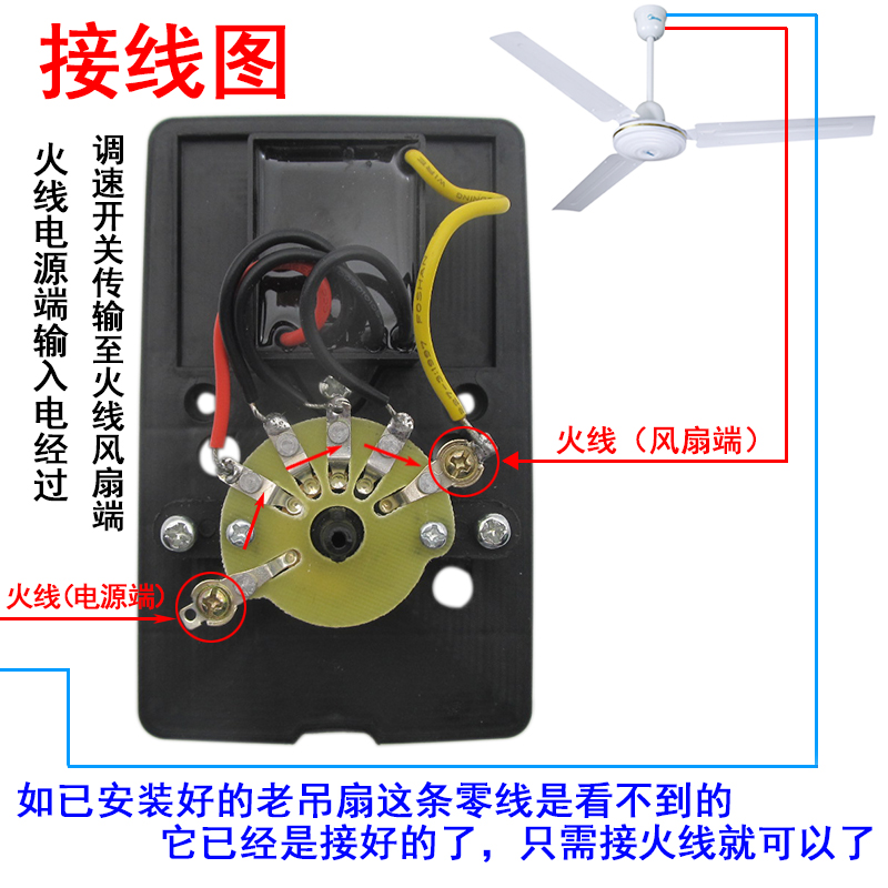 吊扇调速器 明装五档位120型面板顶扇控制器通用电风扇调速开关 - 图1