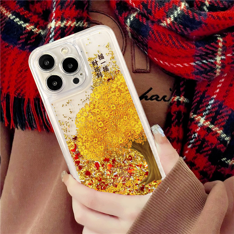 创意摇钱树适用苹果16promax手机壳iPhone15新款华为nova13流沙壳vivox200高级OPPOreno12女荣耀200pro小米14