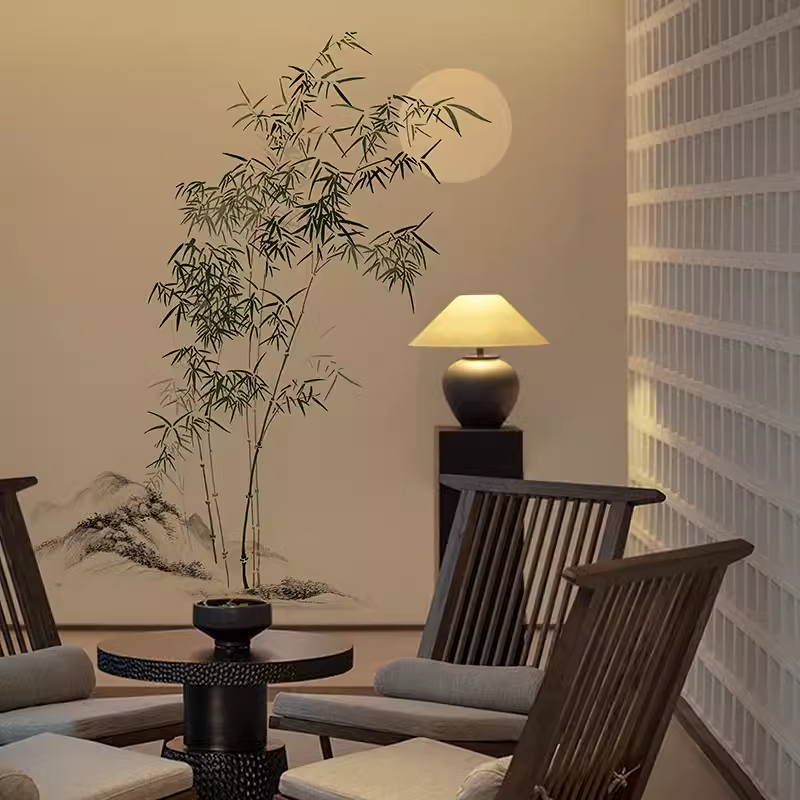 中式古典淡雅水墨画竹子电视背景墙纸禅意茶室酒店养生馆环保壁纸,淘宝优惠券,粉丝福利购,淘宝优惠卷