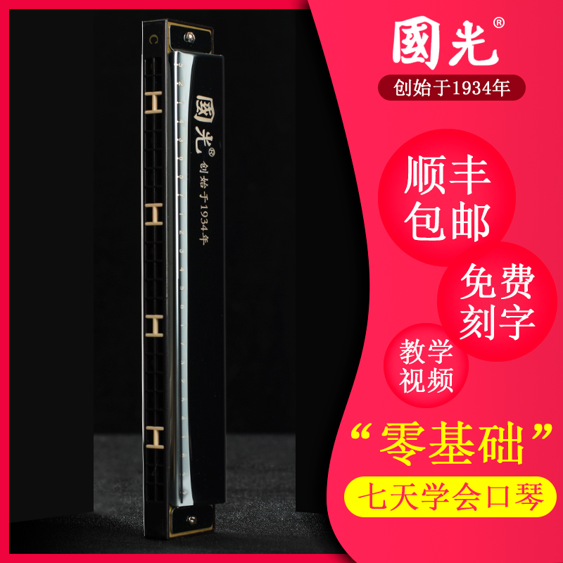 上海国光正品口琴24孔复音C调初学者入门学生儿童男女口风琴乐器 - 图2