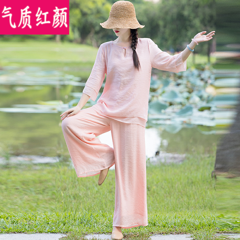 中式唐装女装棉麻中国风复古禅意 气质红颜上衣