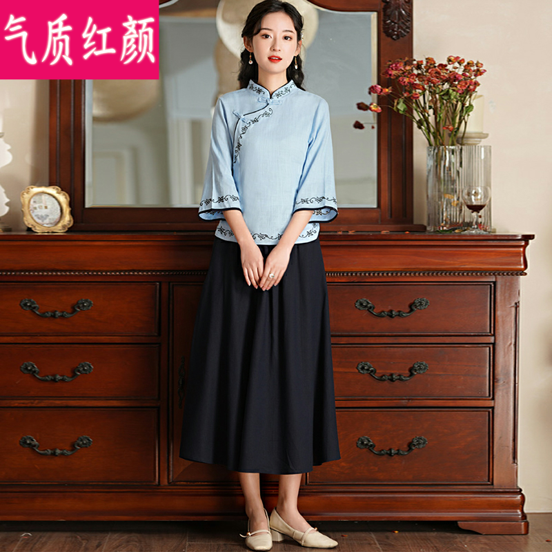 春夏民国改良旗袍上衣中式唐装汉服 气质红颜上衣