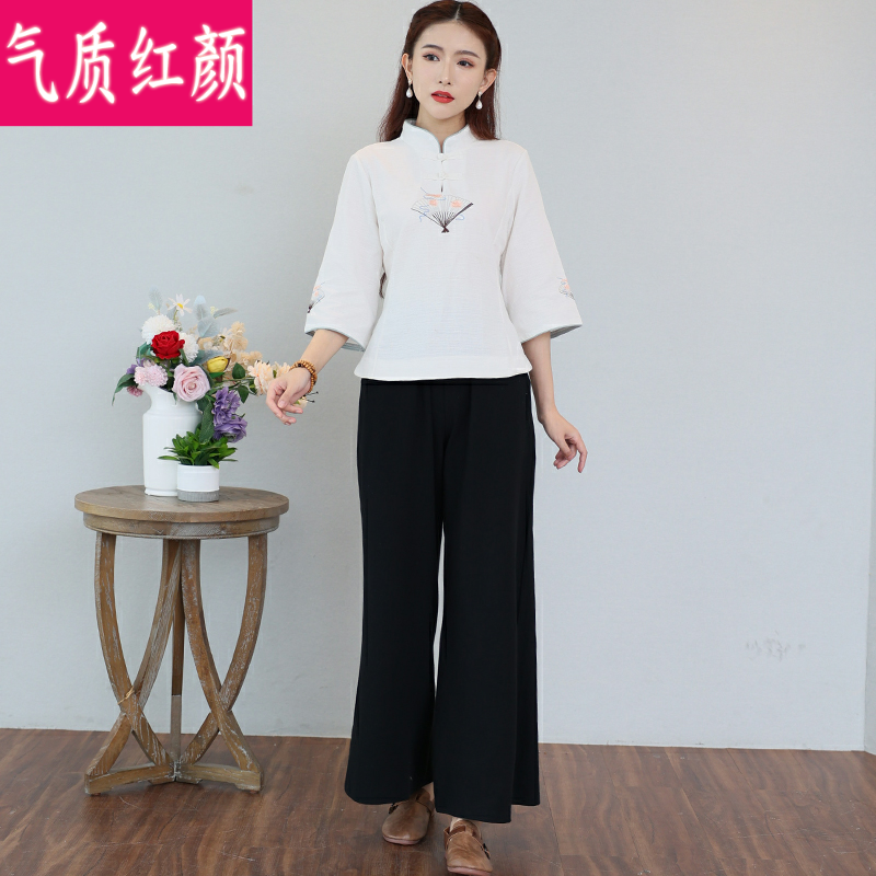 中式唐装女中国风禅意女装禅修服 气质红颜上衣