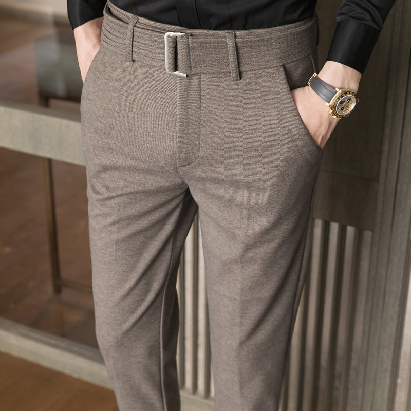 九分裤男士秋冬季冬款加绒加厚西裤小个子休闲毛呢西装修身男裤子,淘宝优惠券,粉丝福利购,淘宝优惠卷