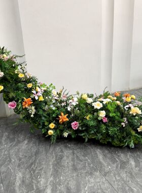 瀑布假花仿真花生日宴桌花酒店包厢布置花排婚礼舞台订婚装饰花排