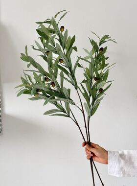 带果橄榄枝仿真绿植假花家居客厅假植物树枝做树家居装饰跨境
