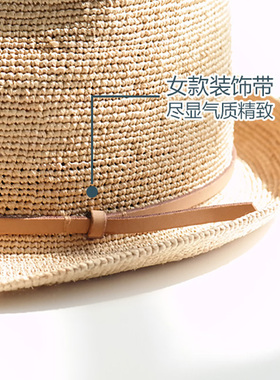经典高档精细拉菲草帽子男女夏季透气礼帽中老年遮阳帽太阳帽草帽