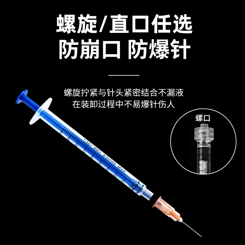 小号针头针管螺旋口一1毫升1ml注射器一次性医用无菌美容水光皮试-图0