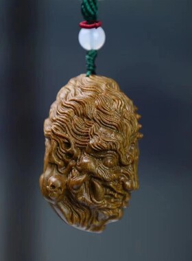 绿檀木雕工艺品手工雕刻老虎龙龟一念之间盘龙富甲天下葫芦手把件