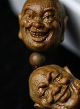 绿檀木雕刻十八罗汉貔貅2.0佛珠手串男小叶紫檀木108颗念珠手链女