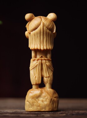 魔童降世崖柏木雕刻哪吒手把件家居汽车载手办桌面摆件新中式装饰