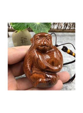 手把件黄花梨十二生肖狗木雕手把件旺财木质工艺品实木文玩车挂绳