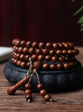 雷击枣木108颗手串道家饰品雷击木佛珠男女饰品雷焦木手链念道珠