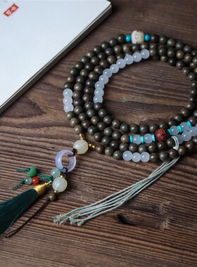 绿檀木斜挎链可背手机挂绳挂链国风汉服斜跨手机链挂件背背链防丢