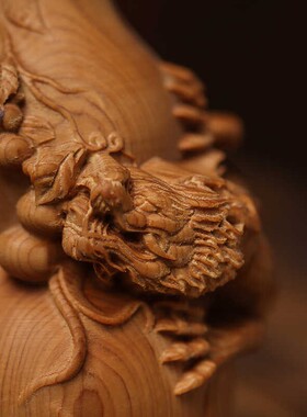 崖柏木祥龙盘龙葫芦手把件多子多福木雕刻车挂件随身盘玩工艺摆件