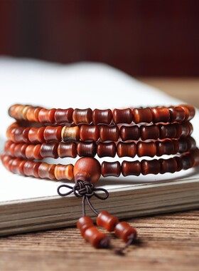 太行崖柏陈化黑油料竹节手串108颗手链子玉化糖心情侣多圈佛念珠