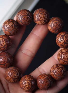 黄花梨雕刻貔貅手串男士文玩佛珠花梨木念珠车挂件檀木档位珠手持