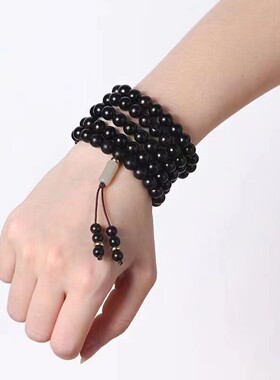 黑檀佛珠手串男女款手链紫檀金丝楠木黄花梨沉香阴沉木108颗手串