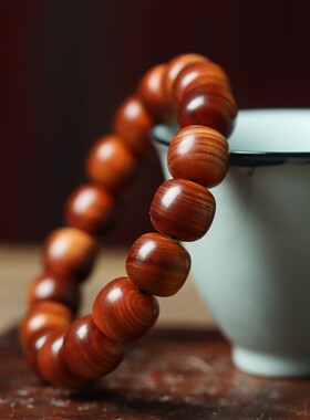 正宗太行山陈化红油崖柏手串男女款单圈木质文玩佛珠玉化糖心手炼