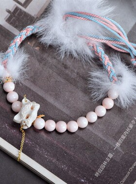 D078凤九 原创设计天然猛犸牙女王贝羽毛手炼女款小众高级感轻奢