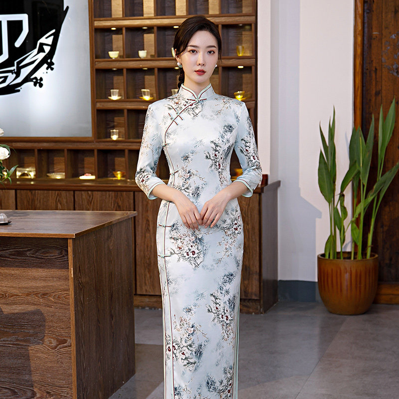 旗袍长款气质中国风2020秋冬连衣裙 郦黛旗袍