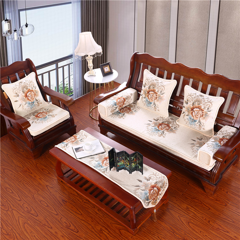 柯美纳红木沙发坐垫带靠背中式防滑组合套装可拆洗实木沙发垫海绵