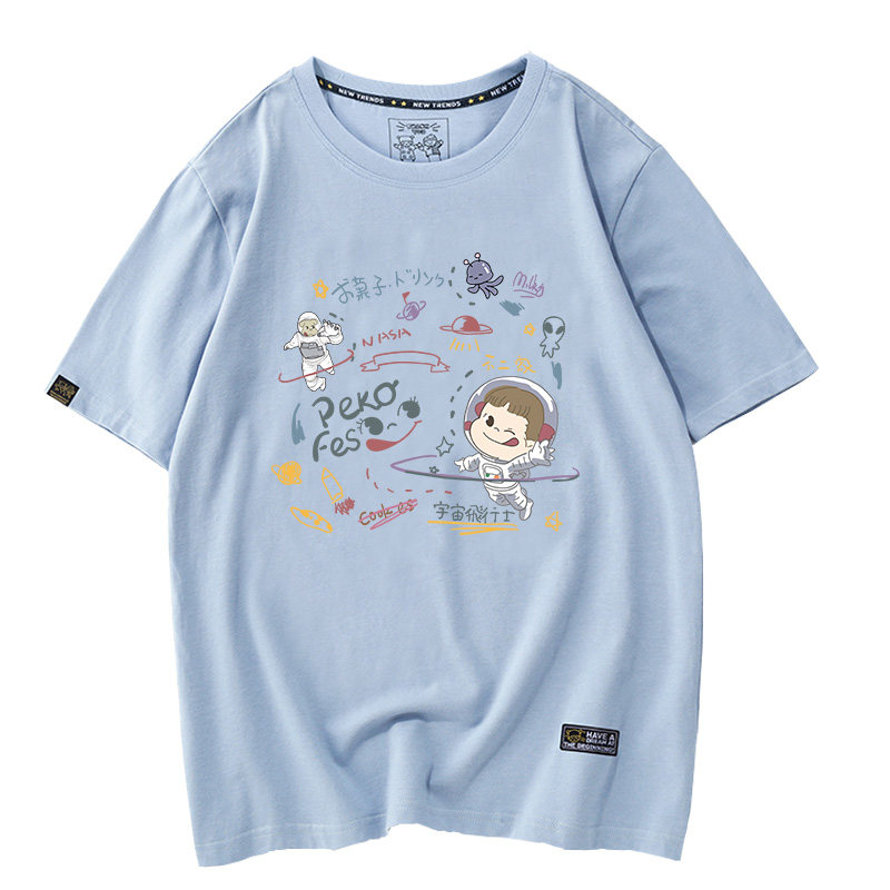 不二家联名短袖T恤女2023新款ins可爱洋气宽松纯棉闺蜜姐妹装夏装