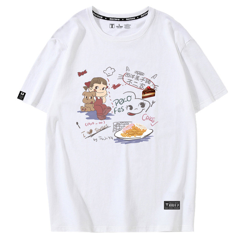 不二家联名短袖T恤女2023新款ins可爱洋气宽松纯棉闺蜜姐妹装夏装