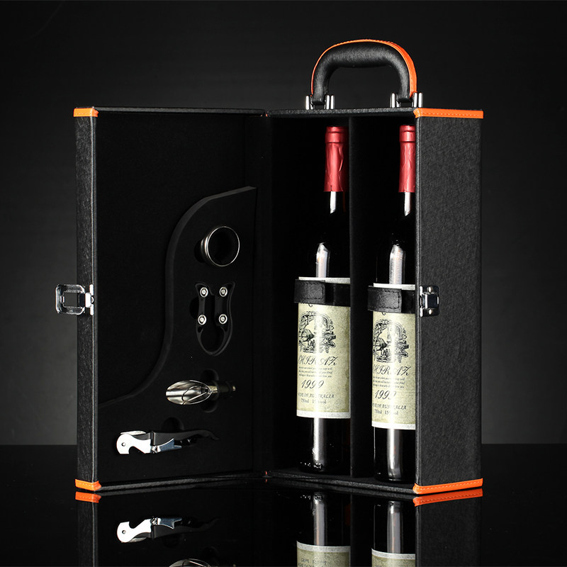 红酒包装礼盒双支装红酒皮盒酒盒通用手提袋2高档葡萄酒箱217,淘宝优惠券,粉丝福利购,淘宝优惠卷