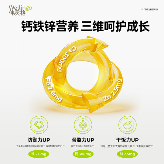 Welinger Calcium Fer Zinc/300mg Suffisamment de Calcium pour Enfants