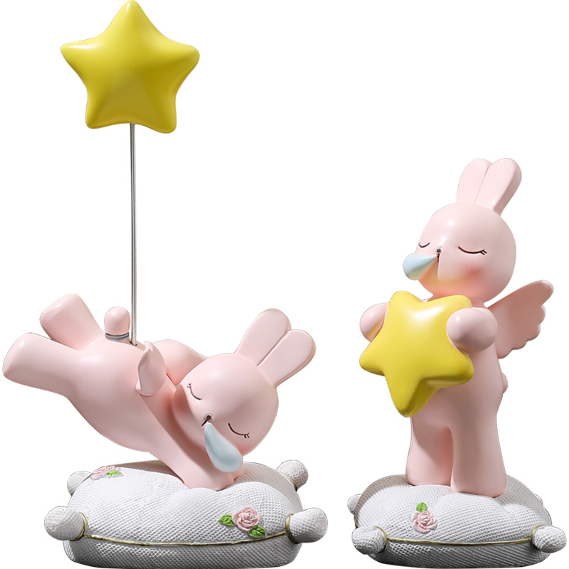 兔子摆件轻奢少女心儿童房间家居装饰品卧室桌面摆设治愈可爱礼物 - 图3
