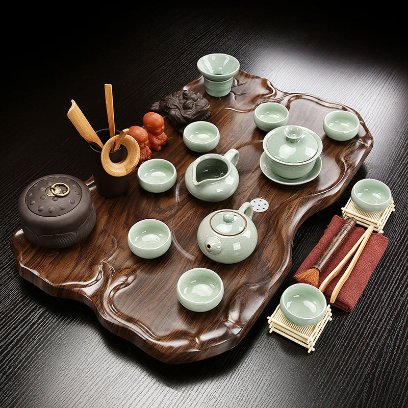 茶盘茶具套装家用小号紫砂泡茶实木茶台办公会客排水功夫茶海现代