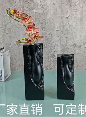 现代简约创意北殴几何雕塑树脂花瓶摆件展厅会所花器客厅餐桌软装