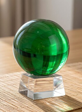 绿色水晶球风水球玄关客厅家居玄关隔断办公室摆件水晶玻璃紫色黄