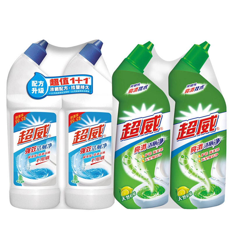 超威强效马桶亮滑清香型4瓶洁厕液 邦威居家日用马桶清洁剂/洁厕剂