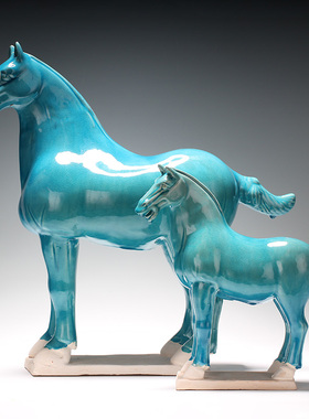 博艺萱陶瓷马装饰品复古摆设客厅