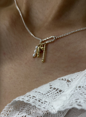 偶然与巧合原创设计s925银美国14k包金吊装组合项链锁骨链复古