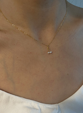 ＜初恋＞原创小众设计美国14k包金天然珍珠少女锁骨链项链精致