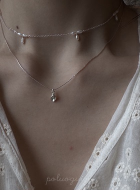 向上的生命力原创小众s925银手工马蹄莲锁骨链项链日常百搭叠戴